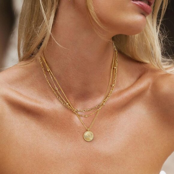 Layered Gold Necklaces for Women,14K Gold Plated Dainty Stackable Stack Choker N - Picture 4 of 7